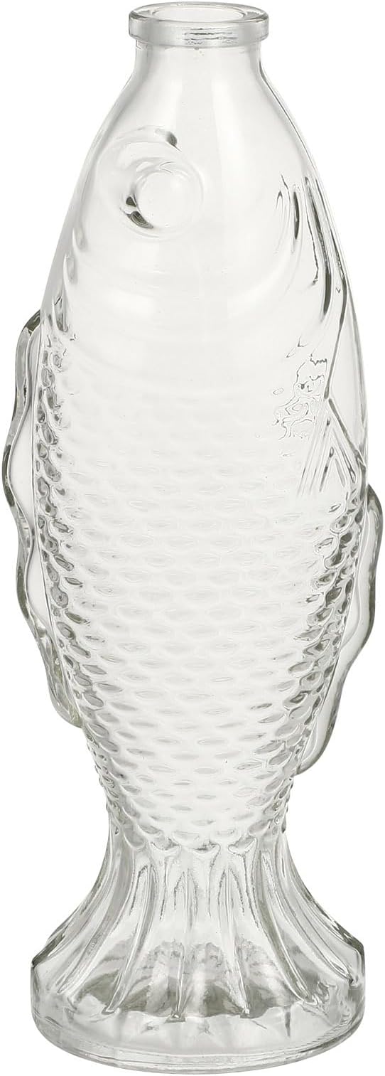 PRETYZOOM Fish Shaped Glass Decorative Bottle Lightweight Clear Vase with Thickened Base for Home Office Tabletop Storage and Floral Arrangements