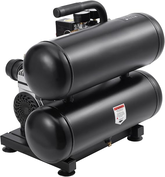 Happybuy Air Compressor, 4.6 Gallon Steel Tank, 1HP 2.2 CFM@90 PSI Oil-Free Air Compressor & Max. 120PSI Pressure, 80dB Ultra Quiet Portable Compressor, for Auto Repair, Tire Inflation, Spray Painting