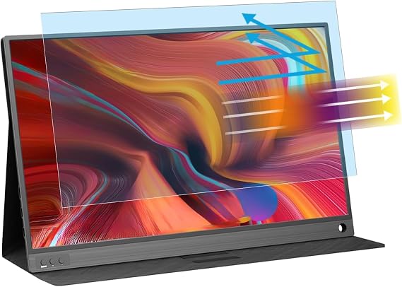 15.6 inch Monitor Screen Protector, Anti Blue Light Anti Glare Portable Monitor Screen Filter Compatible 15.6" ARZOPA/MNN/KYY/VILVA/ASUS/FANGOR/ViewSonic/QQH 16:9, Eye Care Anti-Blue Light/Glare/UV