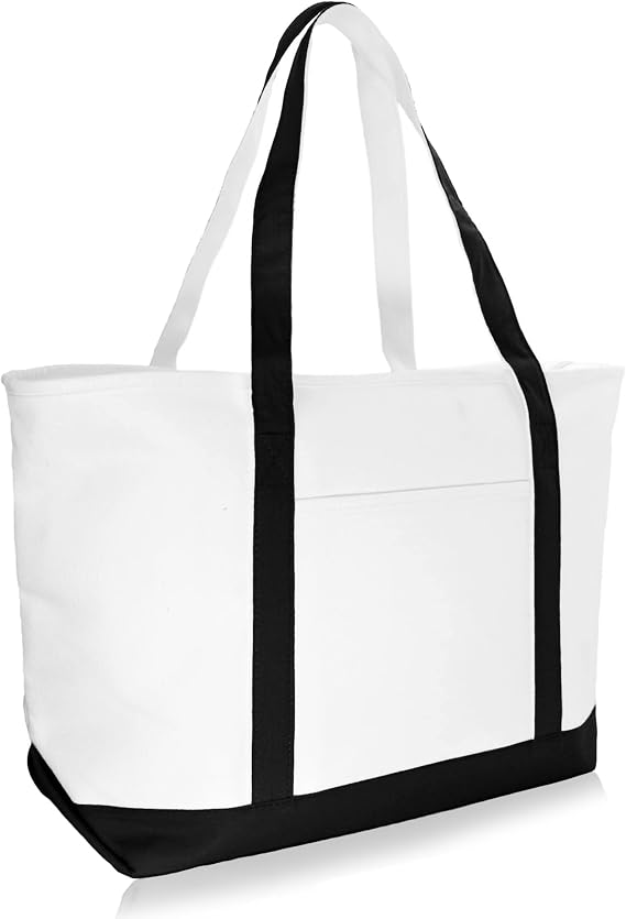 DALIX Daily Shoulder Tote Bag Premium Cotton in Black