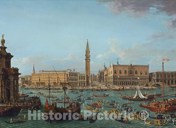 Art Print : Antonio Joli, Procession of Gondolas in The Bacino di San Marco, Venice, 1742 or After, Historic Wall Decor : 32in x 24in