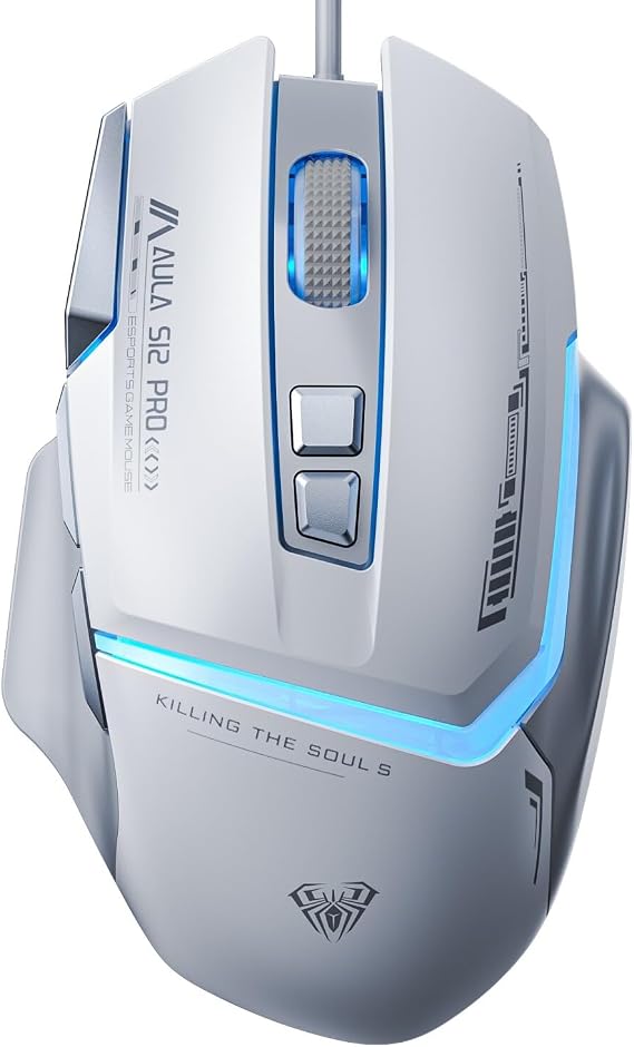 Aula S12 Pro 12800 DPI 8 Tuşlu Makrolu Kablolu Optik Gaming Oyuncu Mouse Beyaz