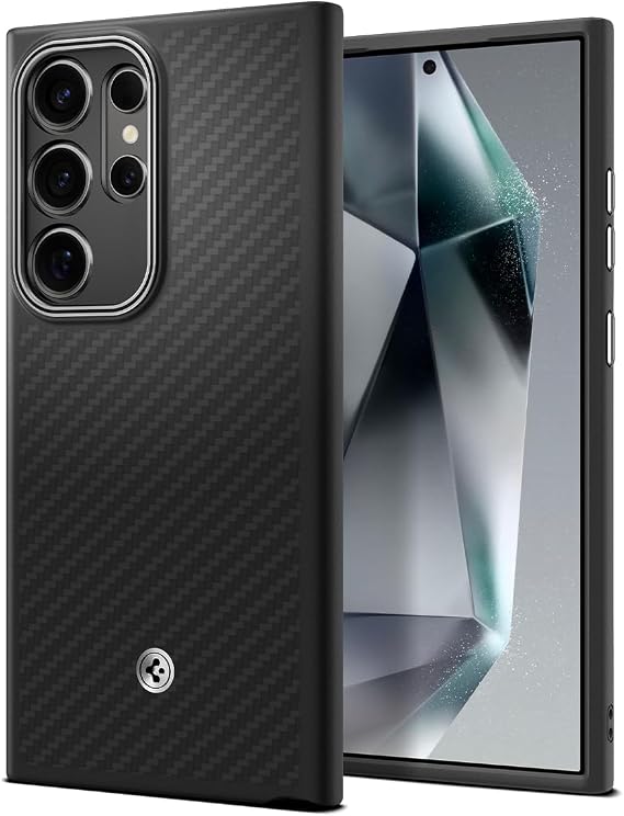 Spigen Galaxy S24 Ultra Shockproof Case US Military MIL Certified SC-52E | SCG26 Anti-Scratch Detail Design Leather Wireless Charging Enzo Aramid ACS07289 Matte Black