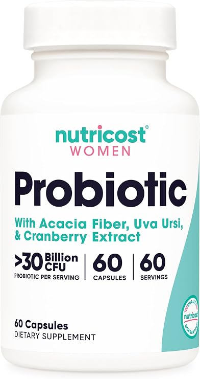 Nutricost Probiotic for Women (30 Billion CFU) 60 Capsules, Gluten-Free | Complex with Acacia Fiber, Uva Ursi, Cranberry Extract, GMO-Free