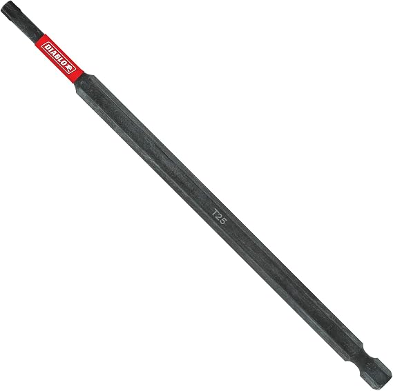 Diablo Torx Drive Bit - 1/4" Hex Shank, 6"Length, T25 Screwdriver Head