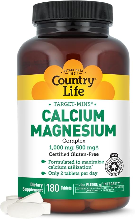 Country Life Target-Mins Calcium Magnesium, 1000mg/500mg, 180 Tablets