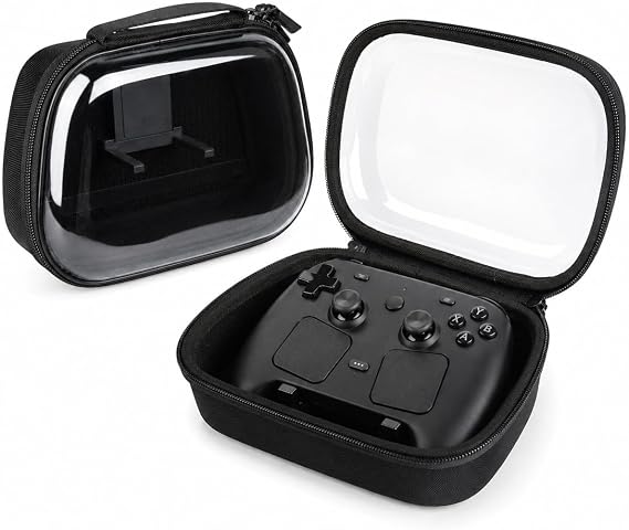 キャリーケース Steam Controller 2 2026対応 透明ディスプレイ保護収納ケース 調節可能なホルダーベース付き 充電ポートアクセス コントローラーとケーブル用トラベルオーガナイザー ブラック