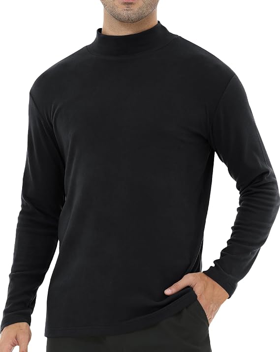 Men's Casual Slim Fit Half Turtleneck Shirts Basic Long Sleeve Undershirt Top Knitted Pullover