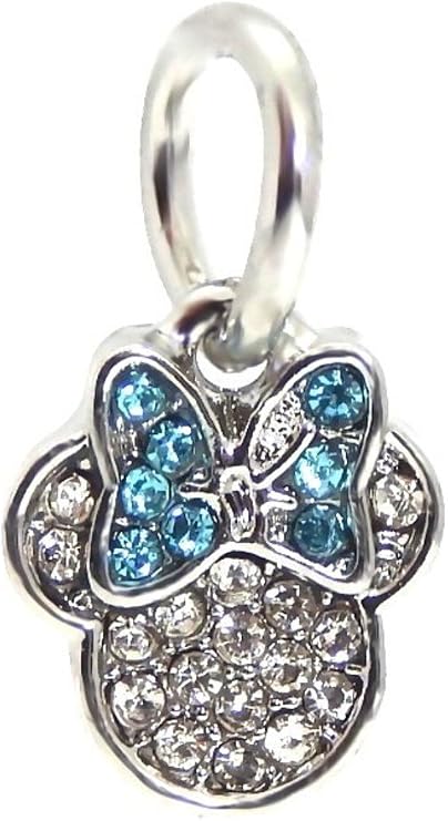 Cherityne Dangle Crystal Mouse with Blue Bow Charm Bead for Bracelets