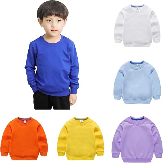 Boys' Crewneck Sweatshirt Girls Sport Long Sleeve Cotton Kids Toddler Casual Solid T-Shirt Pullover Tops Blouse