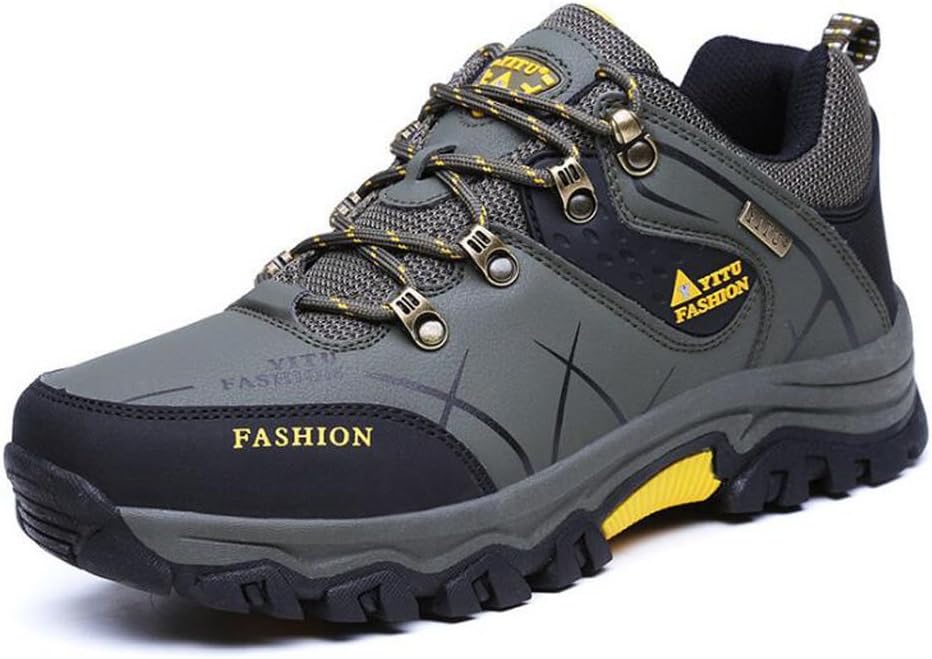 Men's Hiking Boots High Top Trekking Shoes Non-Slip Outdoor Warm Waterproof Walking Climbing Sneakers, green dark green