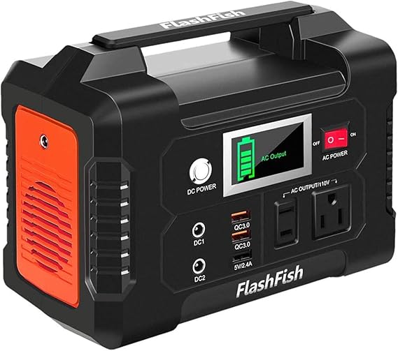 Portable Power Station 200W, FF Flashfish 40800mAh Backup Power Battery Pack With 110V AC Outlets/2 DC Ports/3 USB Ports, Solar Generator Power Supply For Home Backup, Power Outages, and Camping