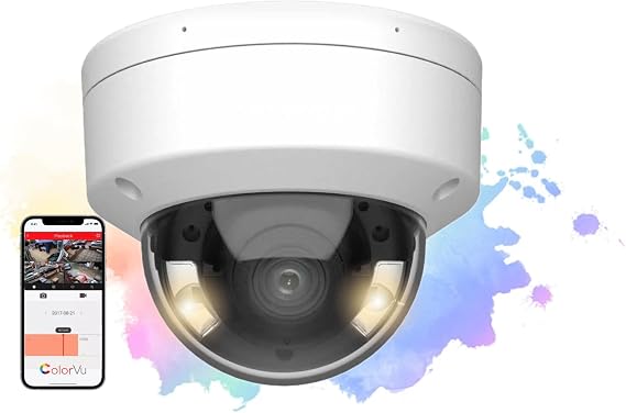 4MP 24/7 Full Time Color Dome Network IP PoE Camera, H.265+ Indoor and Outdoor Built-in Mic 2.8mm Wide Angle Lens Compatible with Hikvision DS-2CD2147G2-LSU