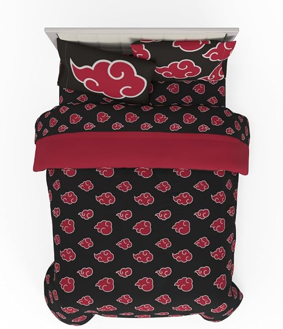 Collectibles Naruto Anime Akatsuki Bedding 7 Piece Super Soft Reversible Comforter and Sheet Set with Sham, Full, (Officially Licensed Product) By Franco