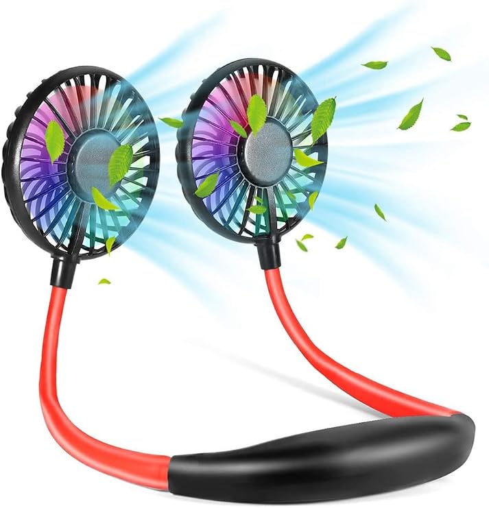 Hands-Free Portable Neck Fan - Mini Wearable Neckband Sport Fan with 3 Speeds, 360 Degree Rotation, Perfect for Working, Traveling, Office, and Reading