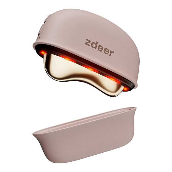 ZDEER GS5 Electric Heated Gua Sha Tool, Red Light Face Massager, Pink