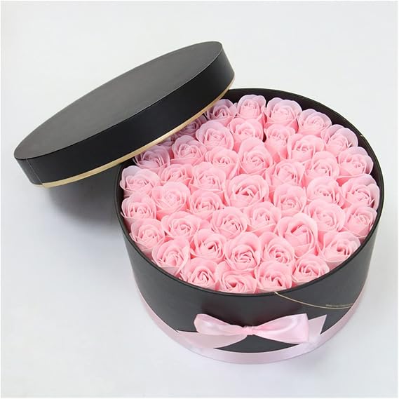 Bucket Round Carton + Rose Packaging Set Gift Box Party Wedding Gift Box Color: Set-1, Size: One