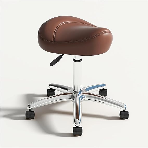 Saddle Stool with Wheels Height Adjustable Chair for Lab, Clinic, Dentist, Salon, Massage, Office, Home Kitchen, Heavy Duty Swivel Seat(C)