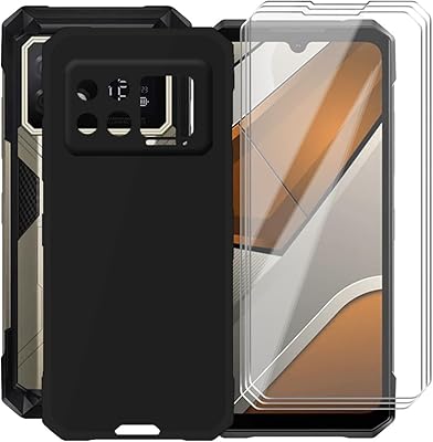 for Doogee S200 Max 6.72 Case, with [ 3 x Screen Protector Tempered Glass Film], Black Soft Silicone Cover Shockproof Bumper Protection Case for - Black