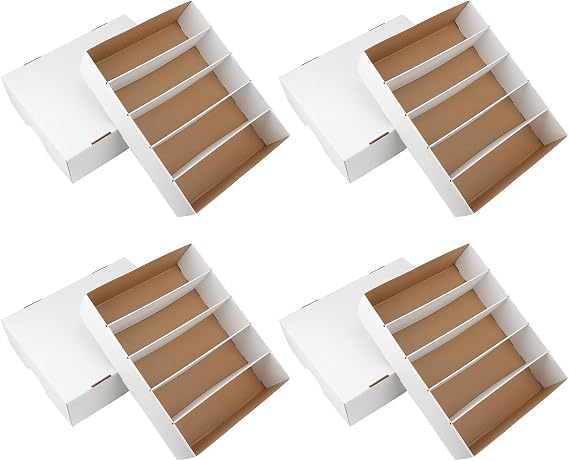 4 Pack Card Storage Box, 3700 Count Trading Card Storage Box White Sports Storage Cards Box Organizer Sorting Tray Cases Box for Storing Protecting and Organizing Soccer Cards