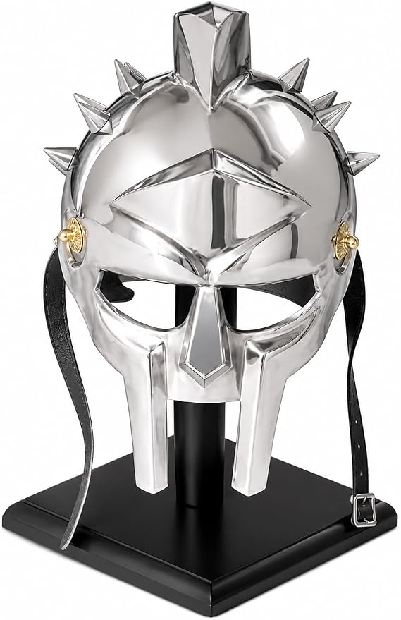 THOR INSTRUMENTS Antique Replica Full-Size Metal Gladiator Maximus Arena Helmet | Halloween Party Costumes | LARP Clothings Wearable Medieval Helmet
