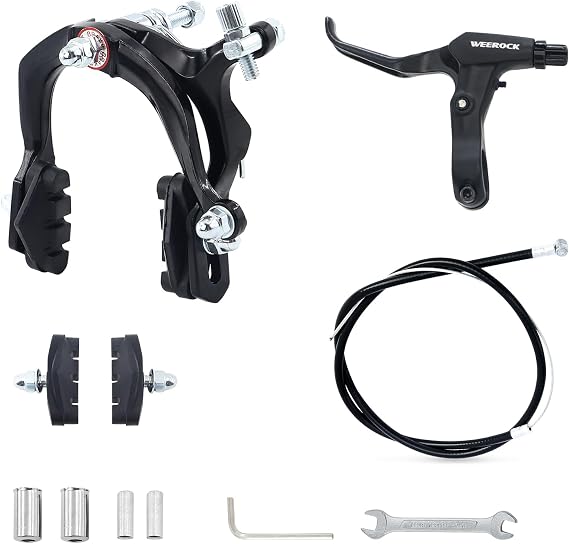 WEEROCK Bike Calip Brake Set Front and Rear C Brake Set, Rim Brake Set with Aluminium Alloy Brake levers, Bike Cables for Kids Bike, Child Bike, Student Bicycle, BMX,Beach Bike, Commuter Bike