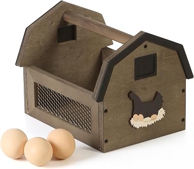 Egg Basket for Gathering Fresh Eggs, Farmhouse Egg Collecting Basket, Wood Chicken Egg Basket, Egg Basket Countertop. Gray Medium ZSHLXM