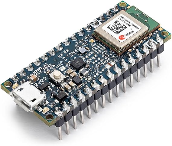Arduino Nano 33 BLE Rev2 with Headers [ABX00072] - nRF52840 Microcontroller, Bluetooth Low Energy (BLE), MicroPython Support, 3.3V, Small Form Factor for IoT & Wireless Projects