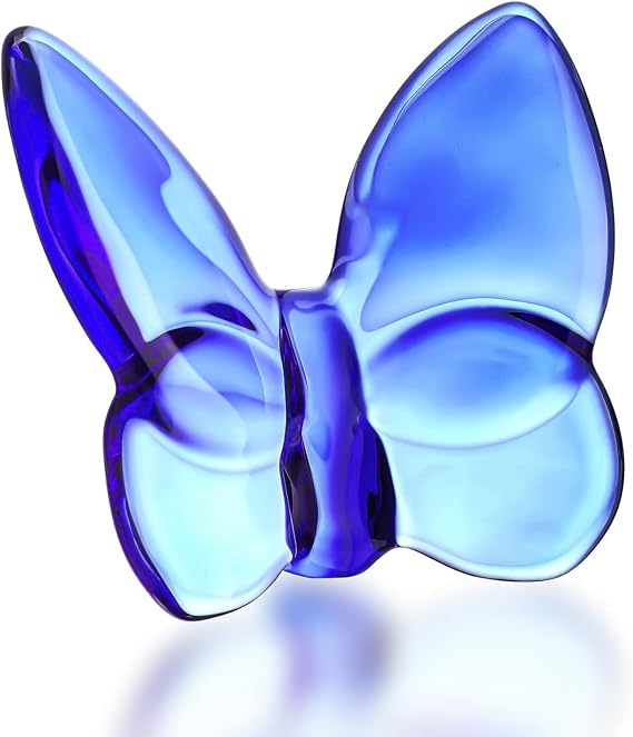 kanpura Flying Crystal Butterfly Figurine, Blue Glass Butterfly Ornament | 1 Piece Crystal Animal Collectible for Christmas Desk Home Decor