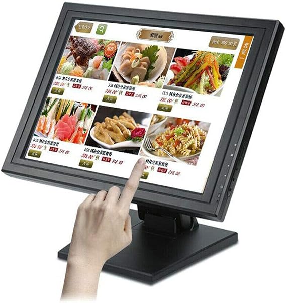 15 Inch LCD Touch Screen Monitor, Collapsible Cash Register Screen with 160 Degrees Adjusted Stand, Touch Screen Cash Register for Small Businesses, Retail Cash Management Order Taking/Tracking