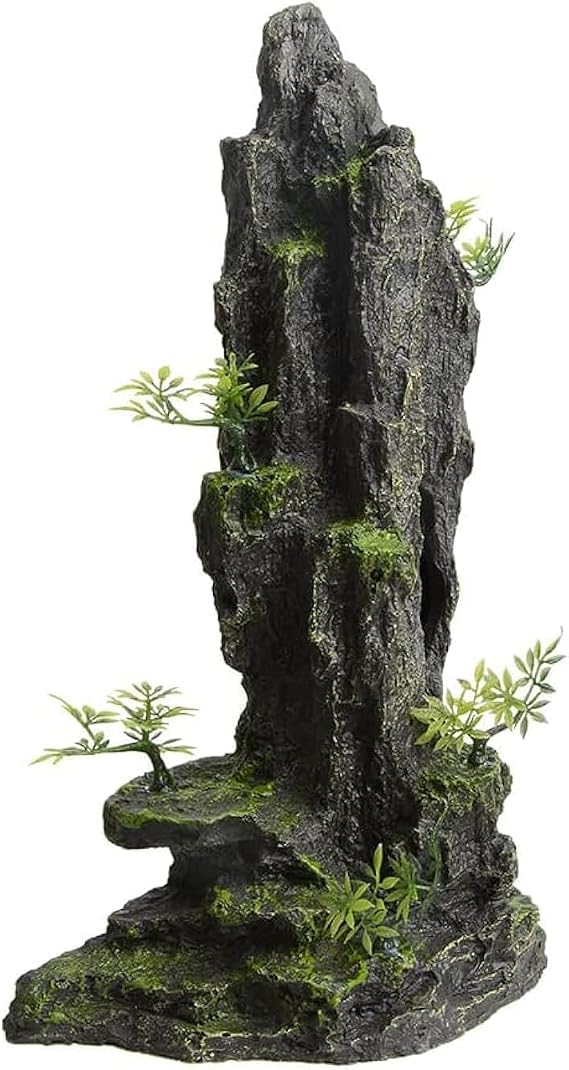 AnRui 14.4Inch Mountain View Rock Cave, Aquarium Betta Hideout Tank Decor