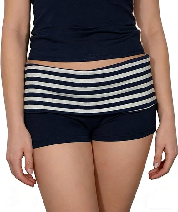 Womens Fold Over Lounge Shorts Low Rise Foldover Sleep Shorts