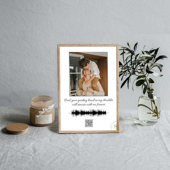 Custom Voice recording Gift with QR Code, Photo Soundwave Created from Your Audio, Memorial Gifts, Framed Canvas Print, Father Memorial Gift