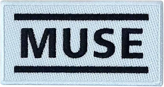 Muse Woven Logo Iron On Patch, White/Black, One size