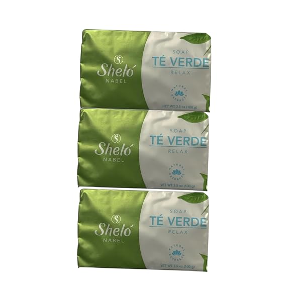 Shelo Nabel Te Verde Relax Soap, Natural Extracts, 3.5 oz, Green- 3 piece 3.5 oz / 100 g