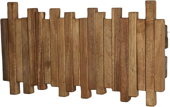 Natural Wood Wall Mounted Piano Coat Rack| Coat Rack Wall Mount| Flip Down Wall Hook Rack 5 Hooks| Entryway Wall Art Hook,Made of Acacia Wood (Wood Wax Oil staining Light Brown).