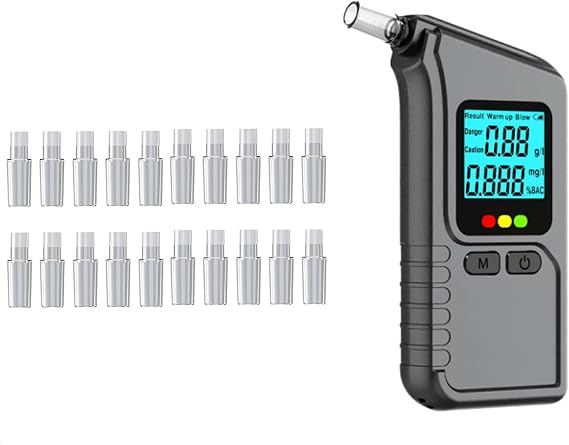 Breathalyzer, Upgraded Model with LCD Digital Display, high Accuracy, with the Ability to View Historical Data, high-Precision Personal breathalyzer Designed for Parties,  with 20 mouthpieces