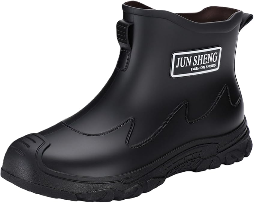 Deck Boots for Men Women Anti-Slip & Waterproof Ankle Rain Boots Breathable Lightweight Mid Calf Durable Work Shoes Mesh Lining Thick Bottom Rubber Booties for Fishing Gardening
