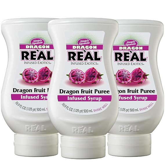 Real Infused Exotics Dragon Fruit Syrup, 16.9 fl oz, 3 Pack