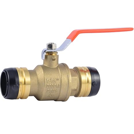 SharkBite 1-1/4 x 1-1/4 Inch Ball Valve, Push To Connect Brass Water Shut-Off Plumbing Fitting, UXLBV35