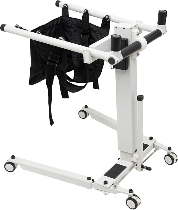 Electric Patient Lift Transfer Chair Lift for Home Wheelchair,Commode Elderly Transport Chair, Adjustable Height Bathroom Wheelchairs,Electric Lift Wheelchair for Elderly Living,286.6lbs (White)