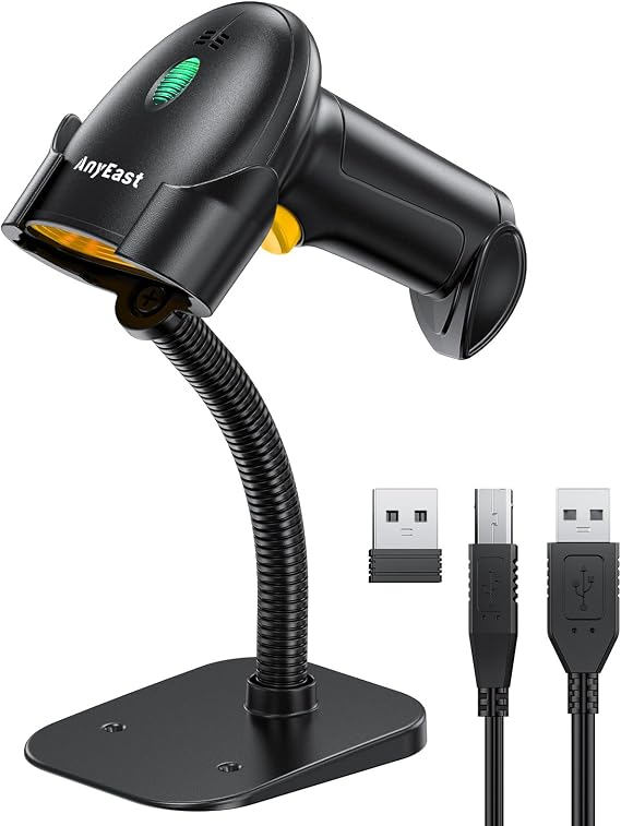 Bluetooth Barcode Scanner, 1D 2D Wireless Reader Scanner with Stand | Screen scanning, 2.4G Wireless, automatic scanning,prefix/suffix addition,for warehouses,supermarkets,bookstores,drugstore
