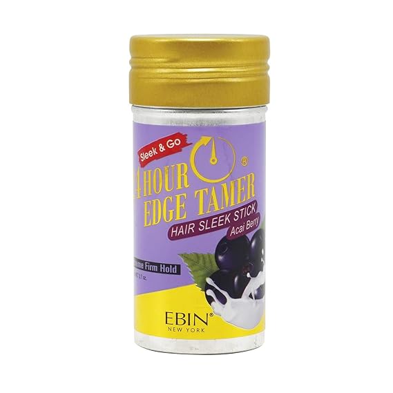 EBIN NEW YORK 24 Hour Edge Tamer Hair Sleek Stick, Extreme Firm Hold, 2.7 oz, Acai Berry Sleek & Go, No Flaking and White Residue