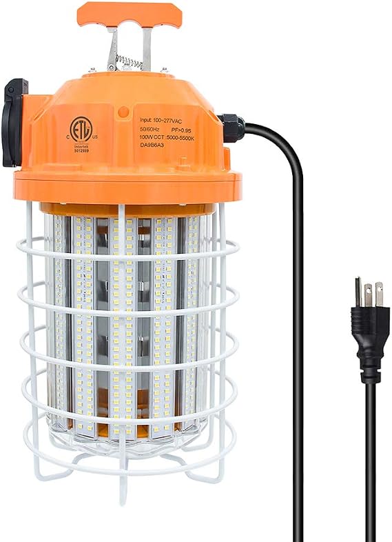 100W LED Temporary Work Light Waterproof Lights Construction Lights Work Site Lighting Temporary Construction Lighting 15500Lm 5000K Daylight White Lighting for Construction Job Site