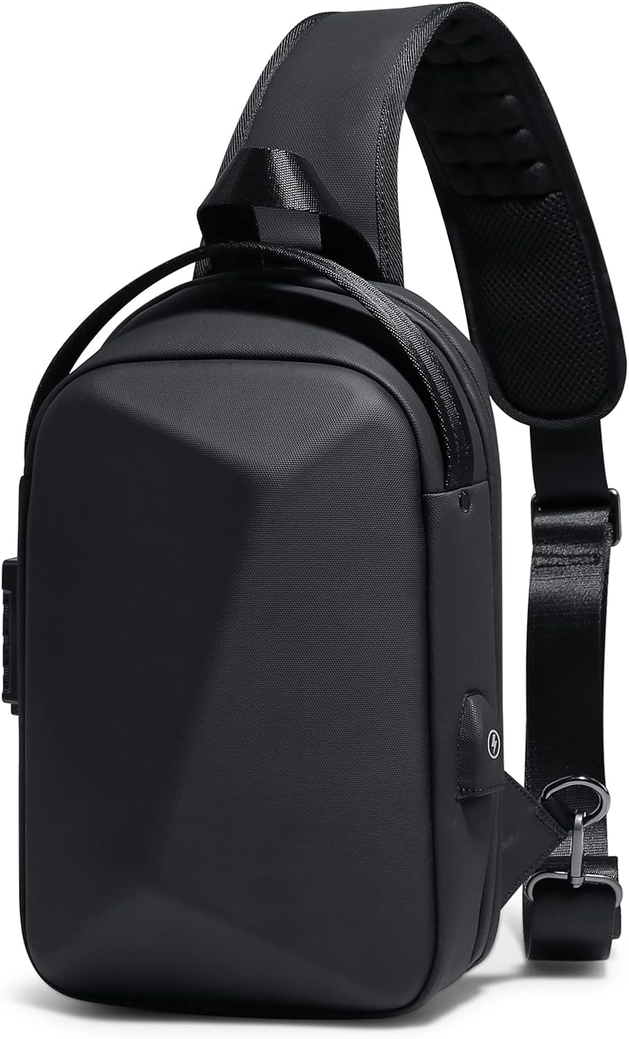 FENRUIEN Hard Shell Crossbody Sling Bag Anti-Theft with USB Port, Shoulder Pack 8.3 inch Waterproof for Ipad Purse Travel Hiking for Men&Women