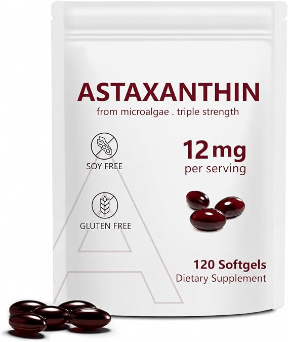 Astaxanthin 12mg, Premium Astaxanthin Antioxidant Supplements with Antioxidant Activity, Supports Eye, Immune, Skin Health, Internal Circulation-120 Softgels