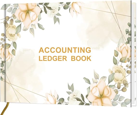 Accounting Ledger Book - Ledger Book for Small Businesses Bookkeeping & Personal Use, Expense Tracker Notebook for Tracking Money, Expenses, Deposits & Balance, 7" x 10", Leaf