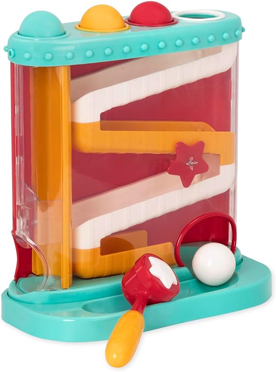 Battat Pound-a-Ball Toy, Pound & Roll Ball Maze, Light Blue, Toddler