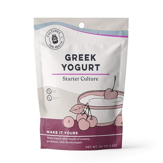 Cultures for Health Greek Yogurt Starter Culture | 2 Packets Dehydrated Heirloom Style DIY Probiotic Yogurt | Delicious for Smoothies, Granola and Berries, Tzatziki, Soup, Other Healthy Snacks