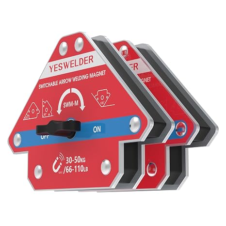YESWELDER Switchable Arrow Welding Magnet 2 Pc 66-110LBs On/Off Switch